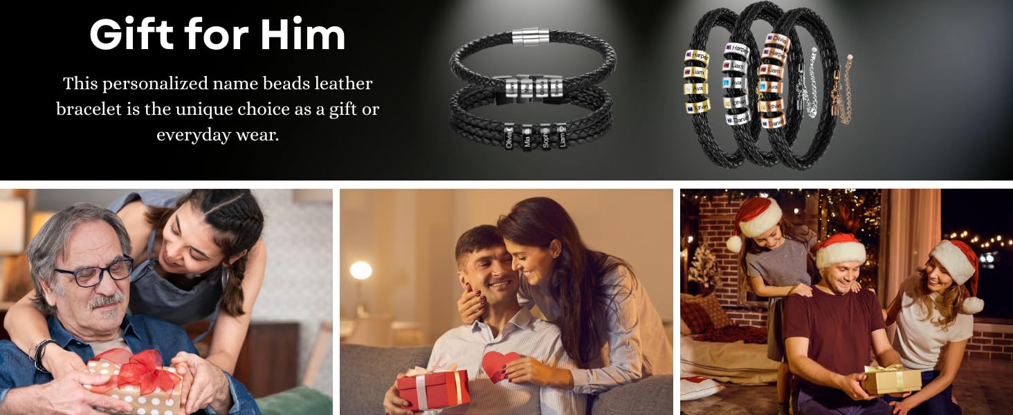 Dyoart Custom Name Bracelet with Birthstones Gifts for Father's Day