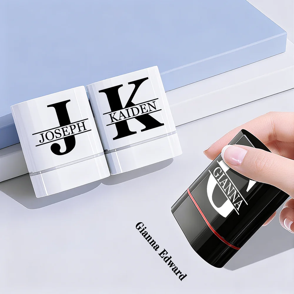 Personalized Simple Initial Name Portable Stamp with Text Daily Use Birthday Gift for Business Partners Friends Family