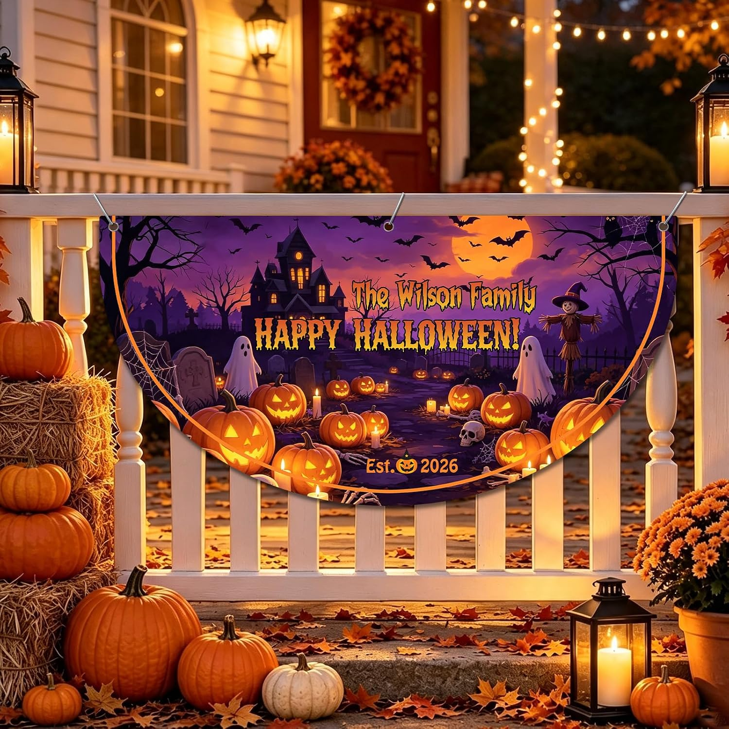 Custom Halloween Banner Personalized Halloween Bunting Party Backdrop for Indoor & Outdoor