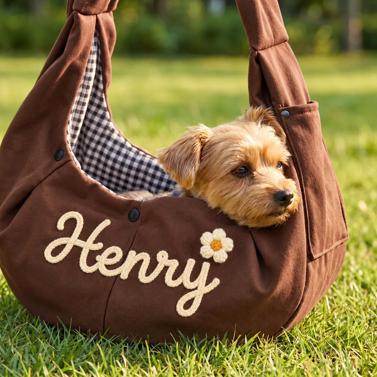 Personalized Pet Sling Carrier, Custom Name Dog Carrier Bag, Small Dog & Cat Shoulder Bag, Hands Free Puppy Travel Bag, Pet Lover Gift