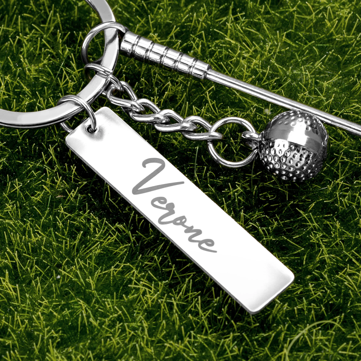 Personalized Golf Ball Clubs Keychain Bag Tag with Engraved Name Anniversary Birthday Club Gift for Golf Lovers