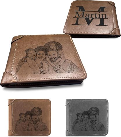 Personalized Photo Wallets for Men, Custom Name Mens Wallets for Him Boyfriend Husband Dad Men, Personalized Gifts Engraved Photo Name Text Wallets for Birthday Anniversary