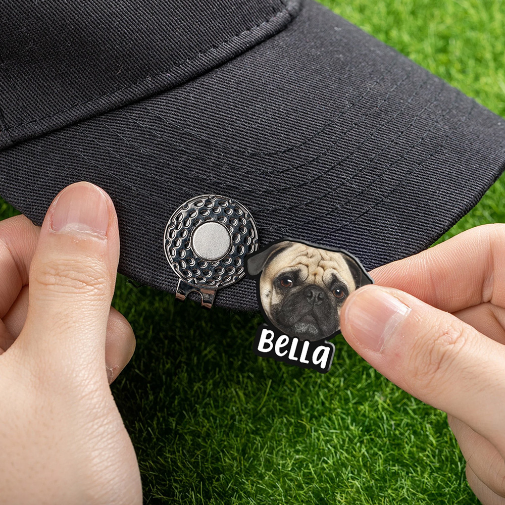 Personalized Photo Golf Ball Marker with Magnetic Hat Clip with Name Birthday Father's Day Gift for Golf Lover