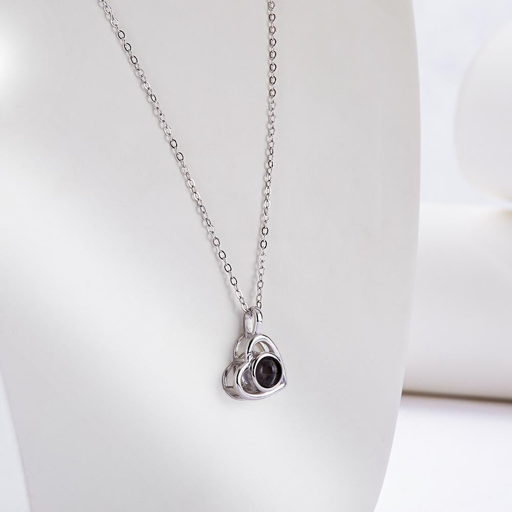 Custom Photo Necklace Projection Heart-shaped Hollow Couple Theme Gifts