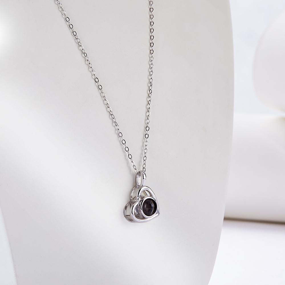 Custom Photo Necklace Projection Heart-shaped Hollow Couple Theme Gifts