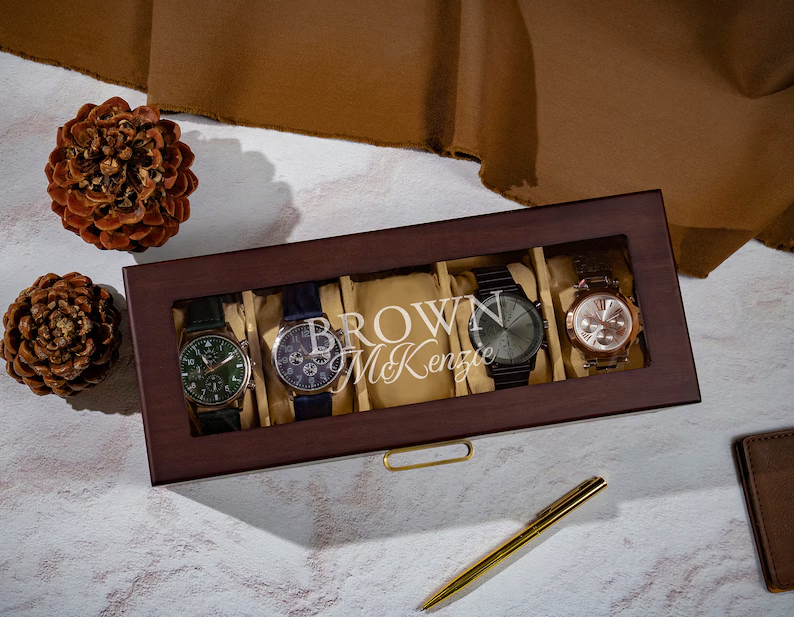 Watch Box Personalized Boyfriend Gift, Watch Case for Men, Gifts for Dad, Grandpa, Watch Storage Case, Christmas Gift for Husband
