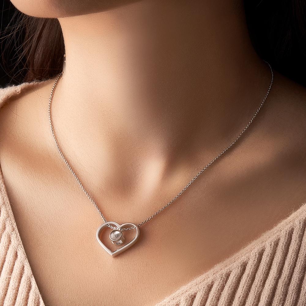 Heart Projection Necklace Personalized Memorial Photo Pendant Necklace Personalized Gifts for Her