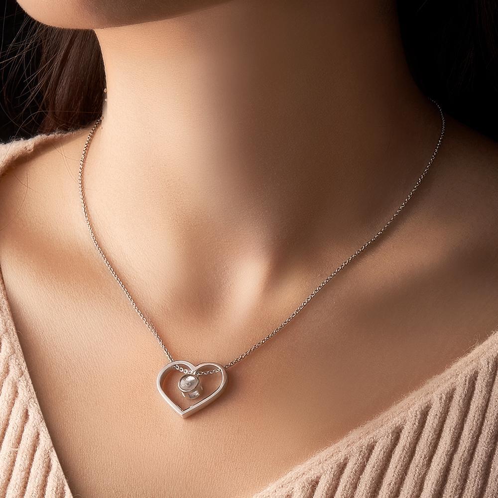 Heart Projection Necklace Personalized Memorial Photo Pendant Necklace Personalized Gifts for Her