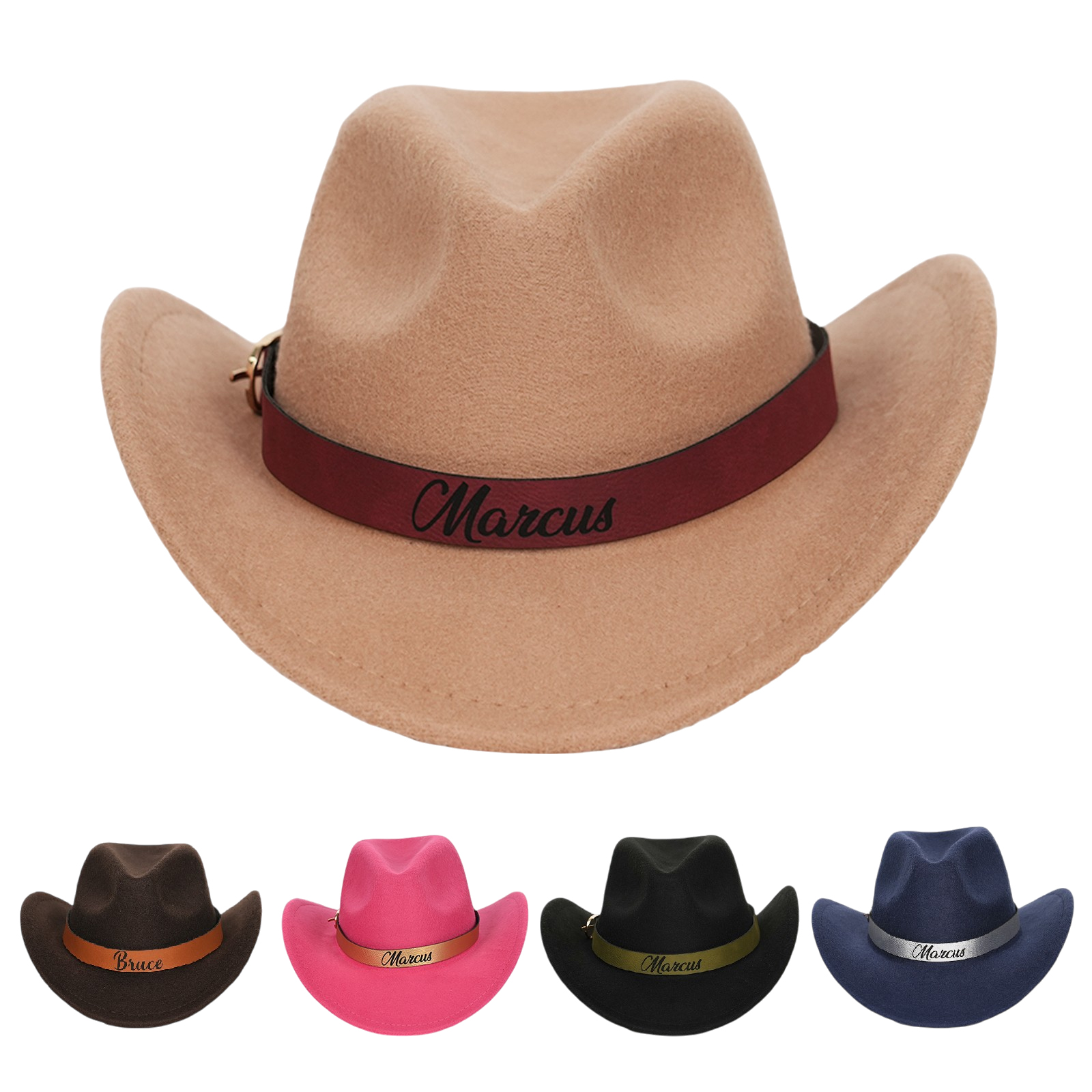 Personalized Boys Cowboy Hats for Kids Ages 2-8, Leather Hatband Camel Toddler Cowboy Hat, Western Cowgirl Hat for Girls