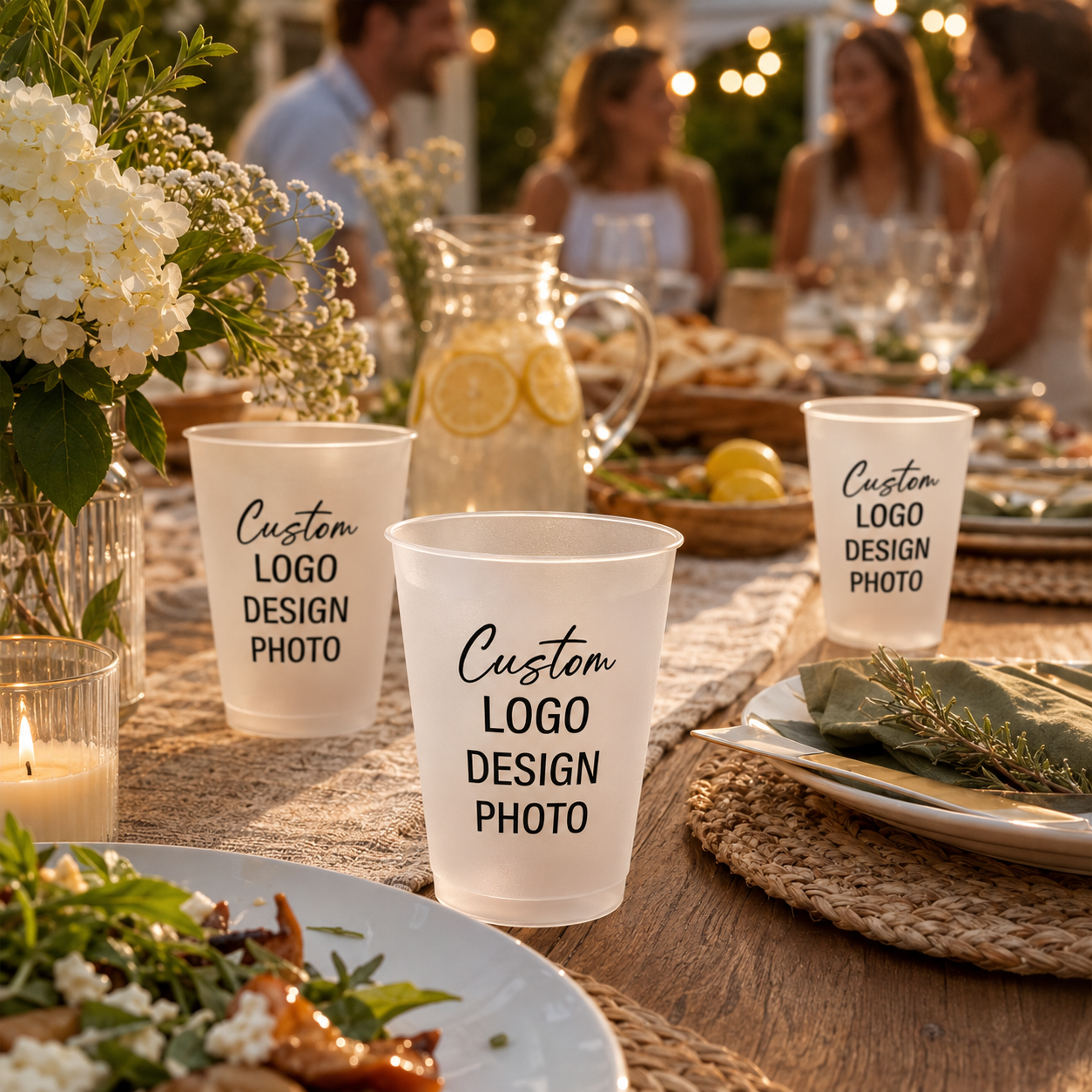 Custom Logo Party Cups, Personalized Plastic Cups for Birthdays, Weddings & Holiday Celebrations