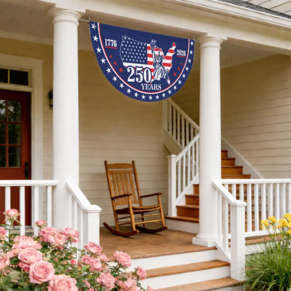 250th Anniversary Fan Flag, 1776-2026 Patriotic Bunting, 4th of July Front Porch Decor