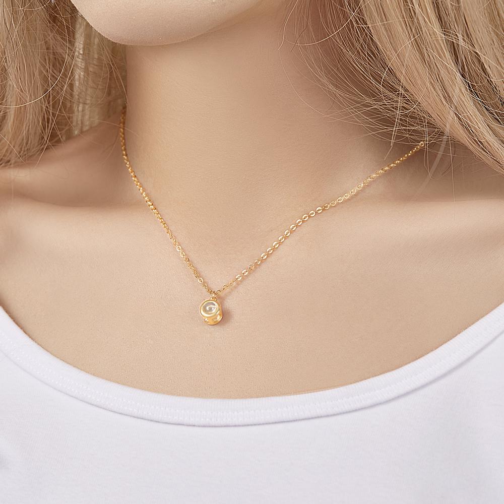 Circle Pendant Personalized Photo Projection Necklace Custom Cute Jewelry Anniversary Gifts