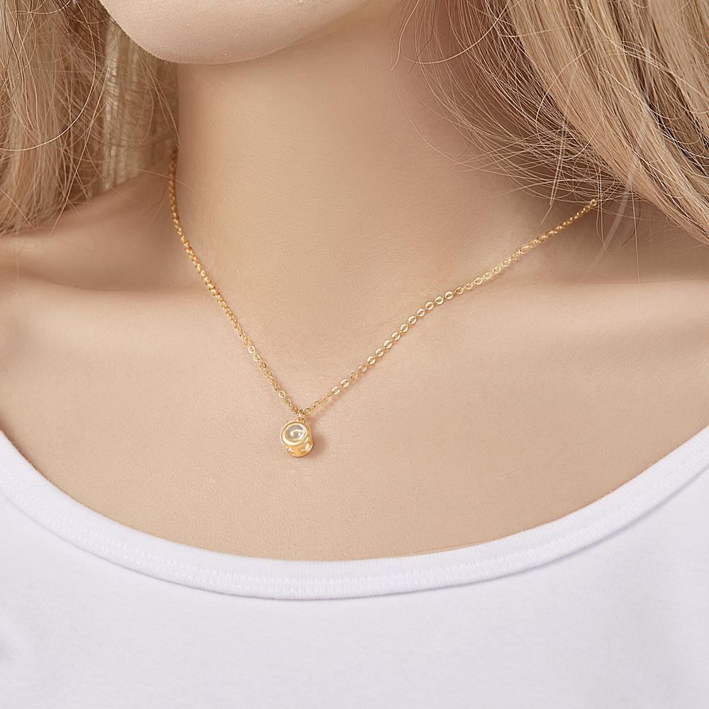 Circle Pendant Personalized Photo Projection Necklace Custom Cute Jewelry Anniversary Gifts