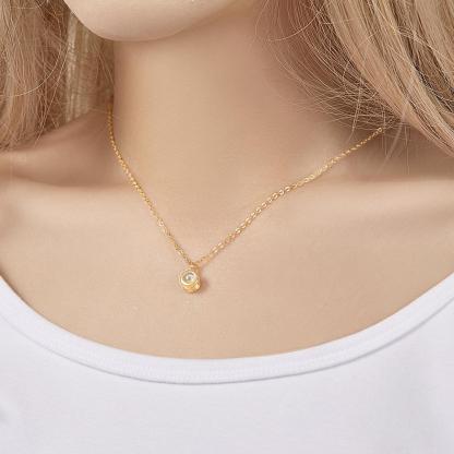 Circle Pendant Personalized Photo Projection Necklace Custom Cute Jewelry Anniversary Gifts