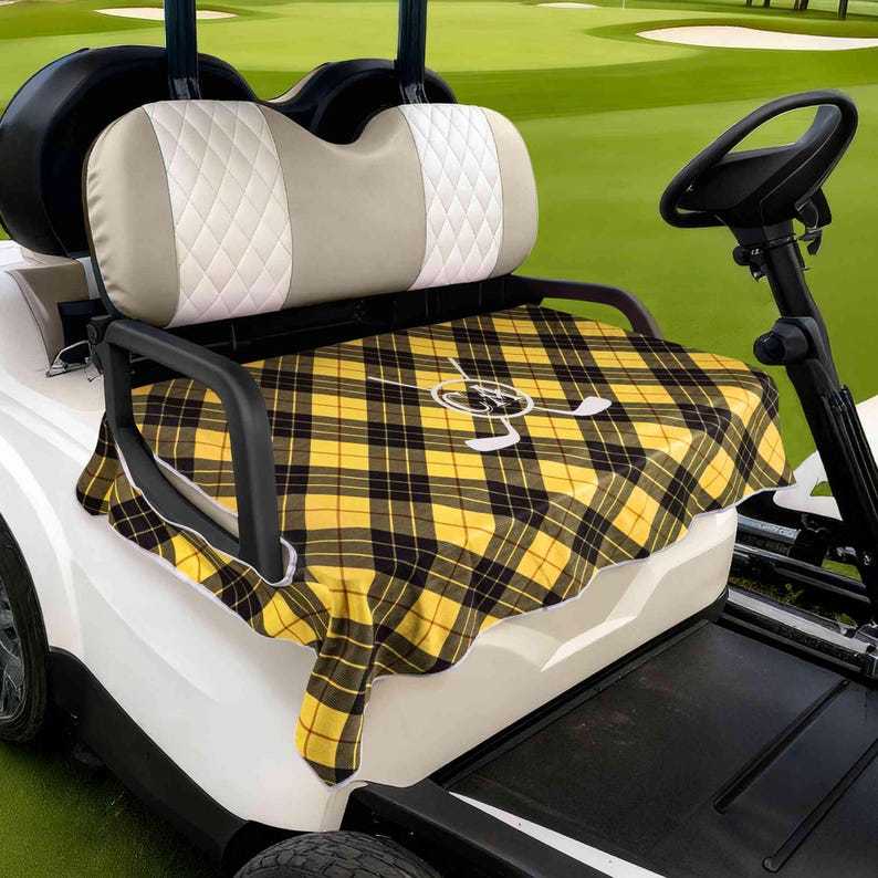 Personalized Golf Seat Cover | Custom Plaid Breathable Cart Cover | Golf Accessory Birthday Gift for Men, Grandpa,Players, Coaches