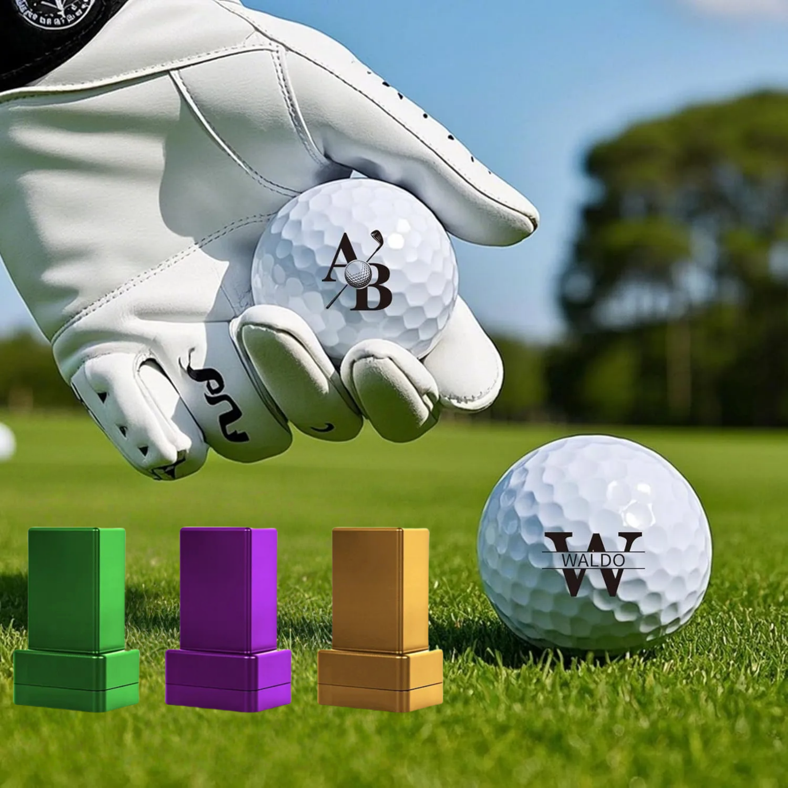 Hatchaa Custom Golf Ball Stamp, New Upgrade Personalized Golf Ball Marker Stamp with Ink, Waterproof Monogram Golf Ball Stamper, Funny Golf Gift for Golfers, Men, Dads, Retirement, Golf Accessories