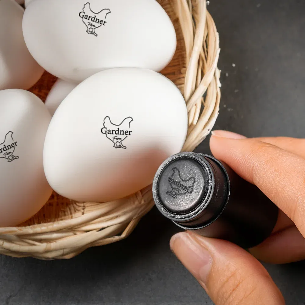 Personalized Chicken Silhouette Pattern Egg Stamp Farm Egg Label with Text and Box Birthday Mother's Day Father's Day Gift for Family Farmer Breeder