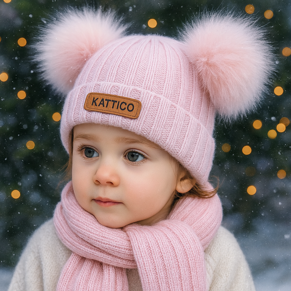 Baby First Christmas Gift Personalized Name Pom Pom Hat Personalized Baby Beanie,Newborn Baby Beanie Hat Toddler Hat Kids Engraved Name Winter Hat