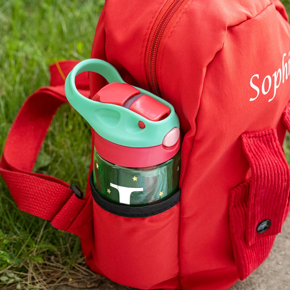 Personalized Adorable Forest Animal 16 oz Kid Water Bottle with Name and Silicone Straw Birthday Back to School Gift for Boys Girls