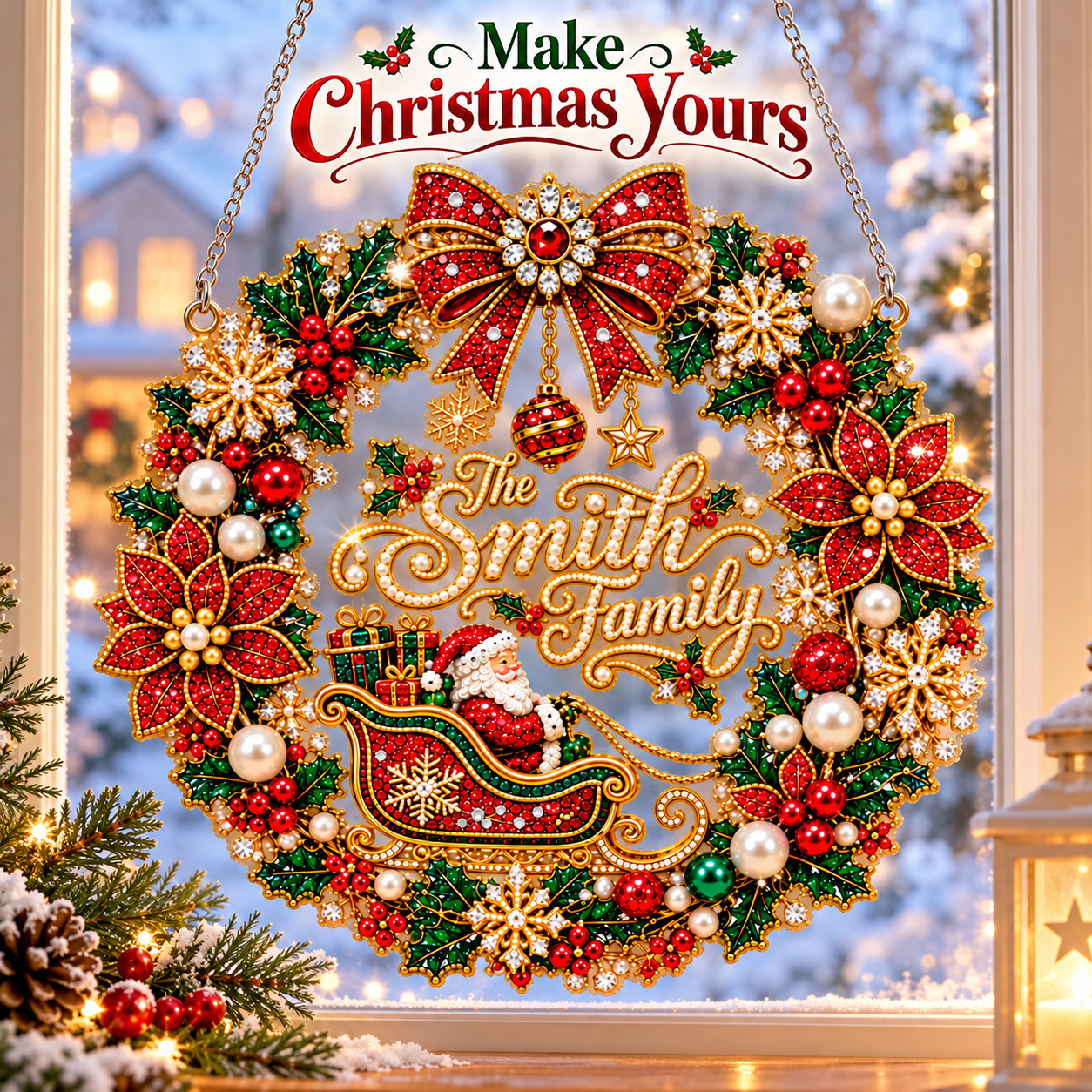 🎅✨Christmas Suncatcher Diamond Art Hanging Ornament Kit – Sparkling DIY Window Ornament