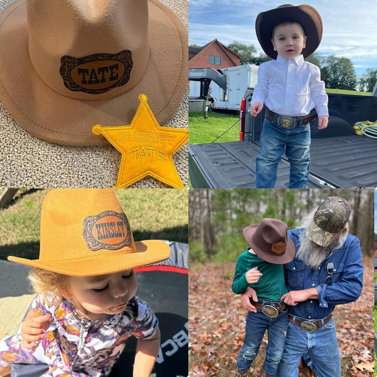 Personalized Toddler Boys Cowboy Hat, 2-8t Kids Western Cowboy Hat, Custom Name Sewn Leather Patch Cowgirl Hat