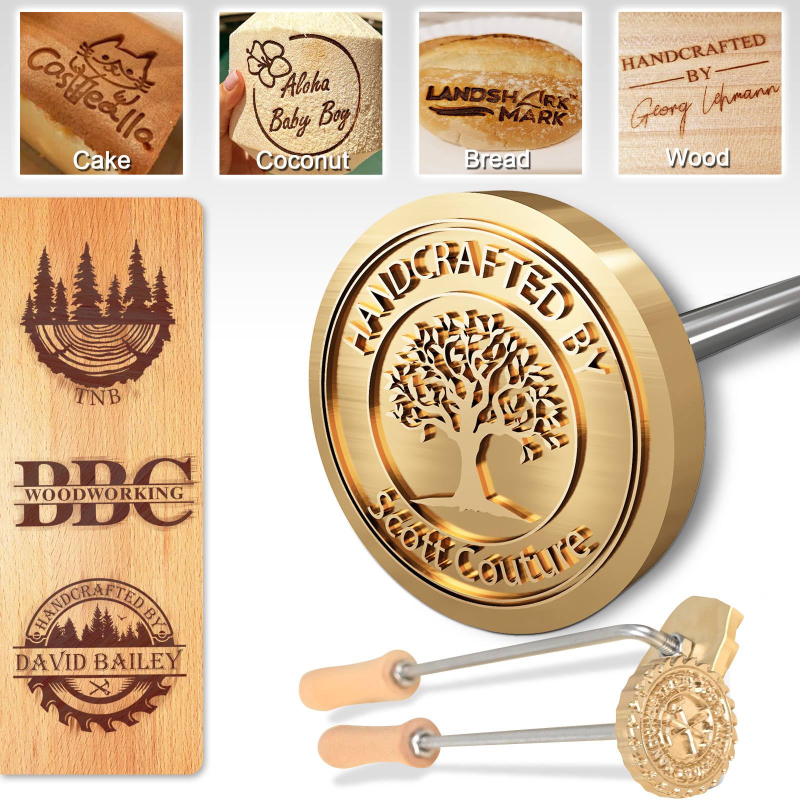 Custom Branding Iron for Wood - Wood Branding Iron Personalized Durable Wood Burning Letter Stamp for Leather Food Plastic - Metal Logo Stamp Wedding Stamp - Customized Gift Woodworking Tools