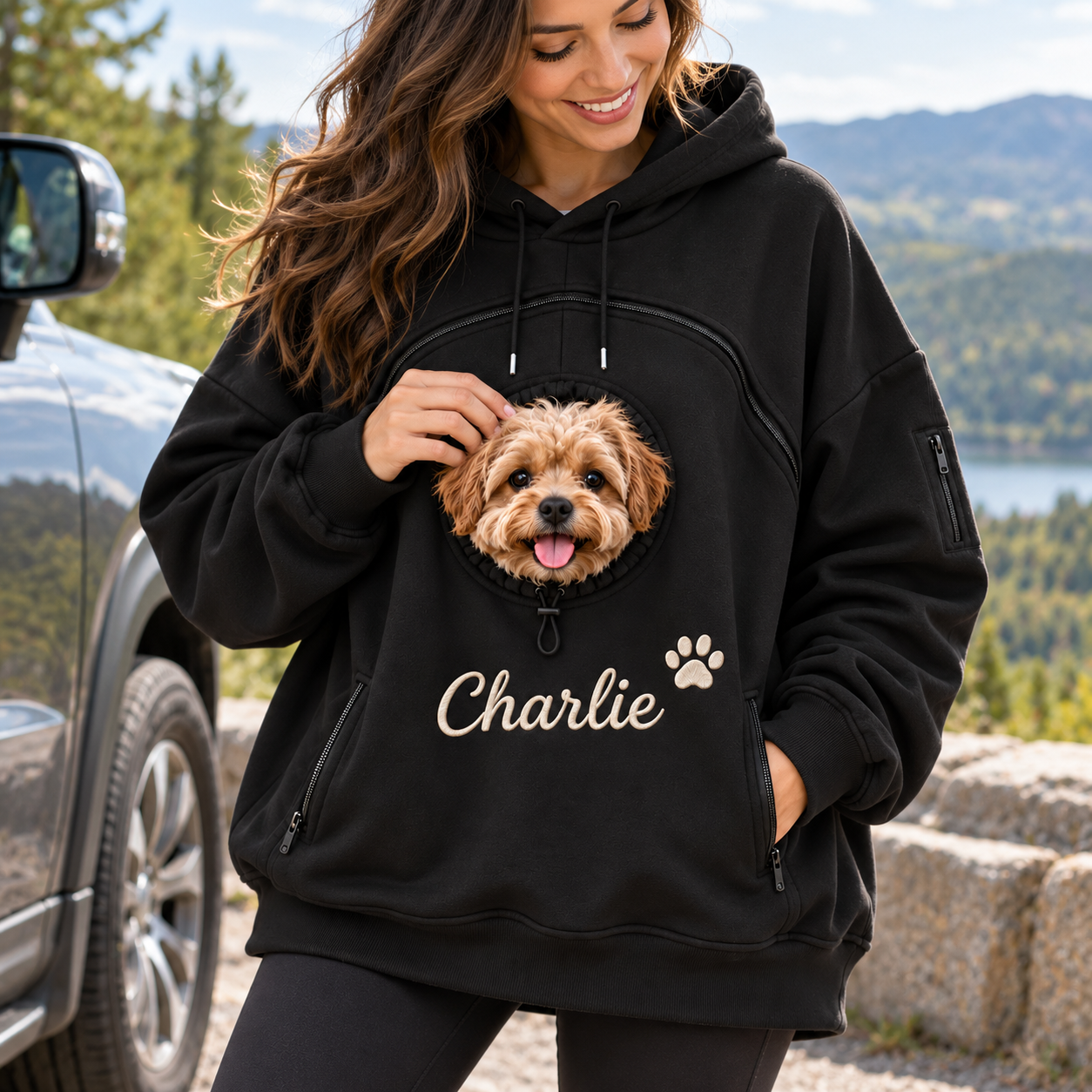 Personalized Pet Pouch Hoodie for Small Dogs and Cats with Custom Name 