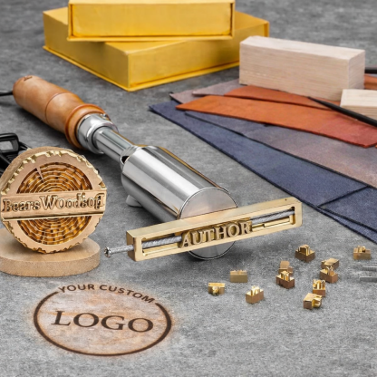Custom Branding Iron with Logo, Interchangeable Copper Stamp for Wood and Leather, Electric or Manual Wood Burning Branding Tool for DIY Craft, Workshop, Small Business