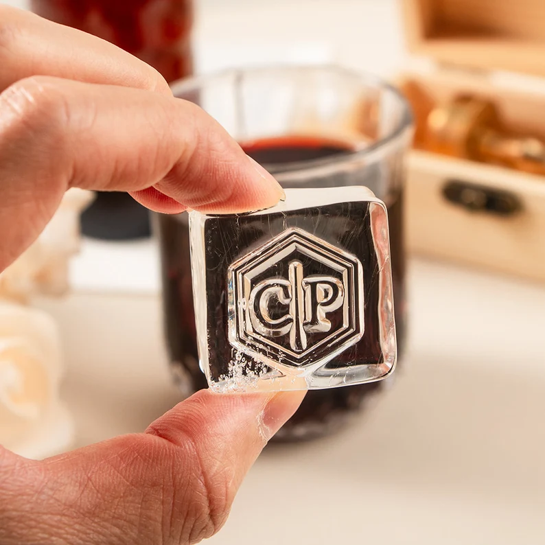 Personalized Ice Cube Stamp: Custom Logo Brass Stamp for Cocktails & Whisky Lover