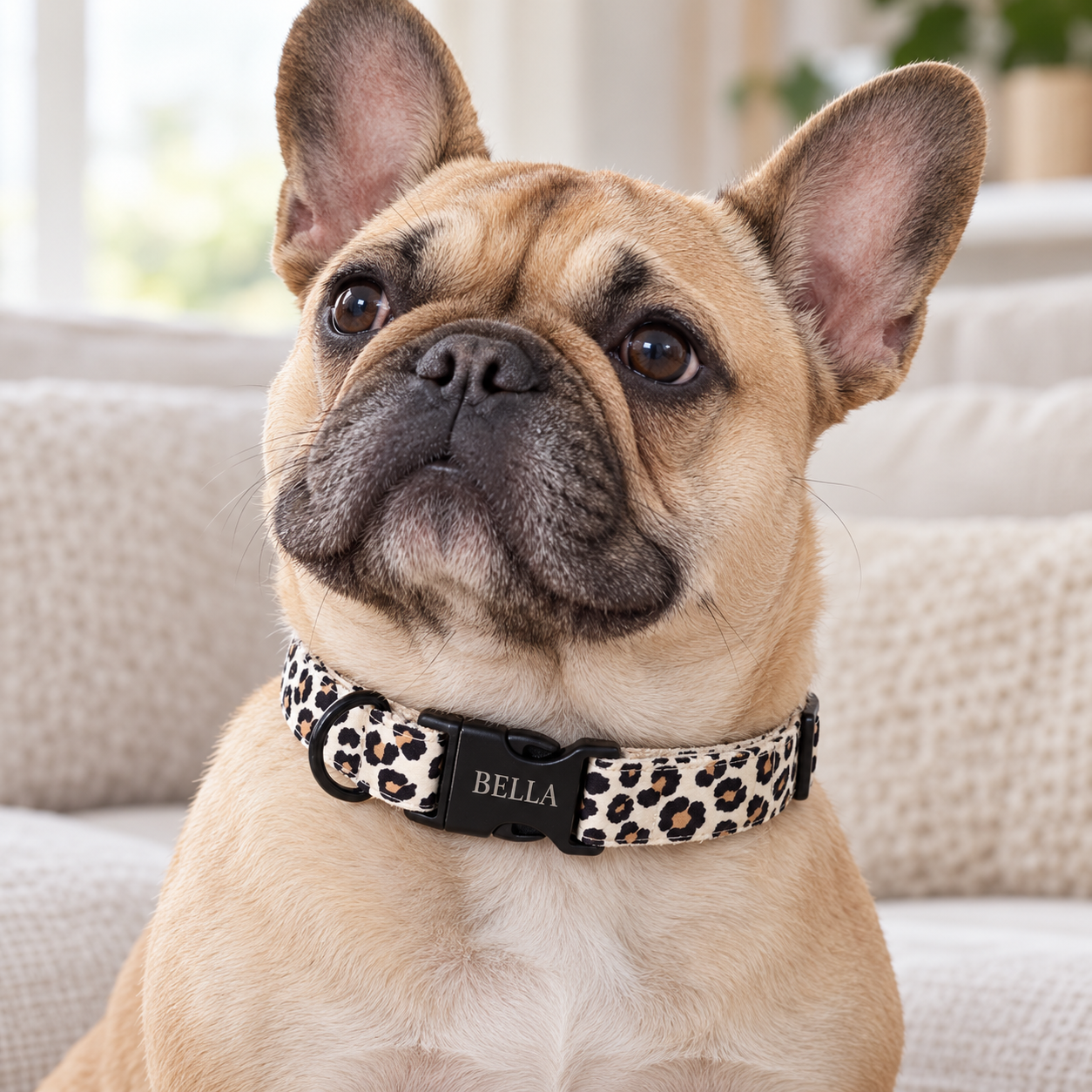 Personalized Leopard Print Dog Collar – Custom Engraving & Adjustable Fit