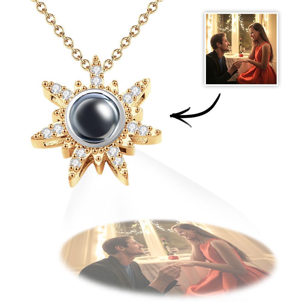 Sun Photo Projection Necklace Personalized Picture Inside Pendant Minimalist Pet Memorial Jewelry Trendy Best Friend Gift