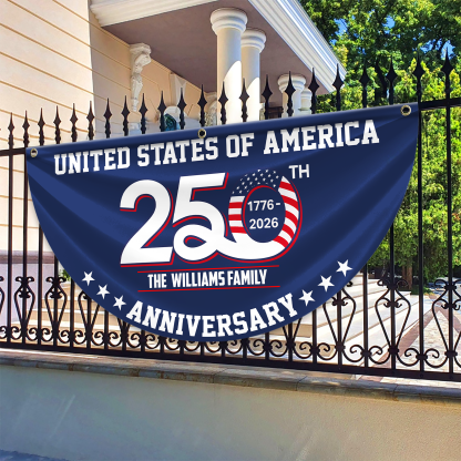 Personalized America 250th Anniversary Bunting Flag Patriotic 250th Anniversary 1776 2026 United States of America Non-Pleated Fan Flag
