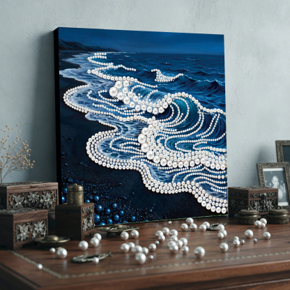 Framed Waves-Pearls Painting Kit DIY Diamond Painting Pearl Dot Crafts 