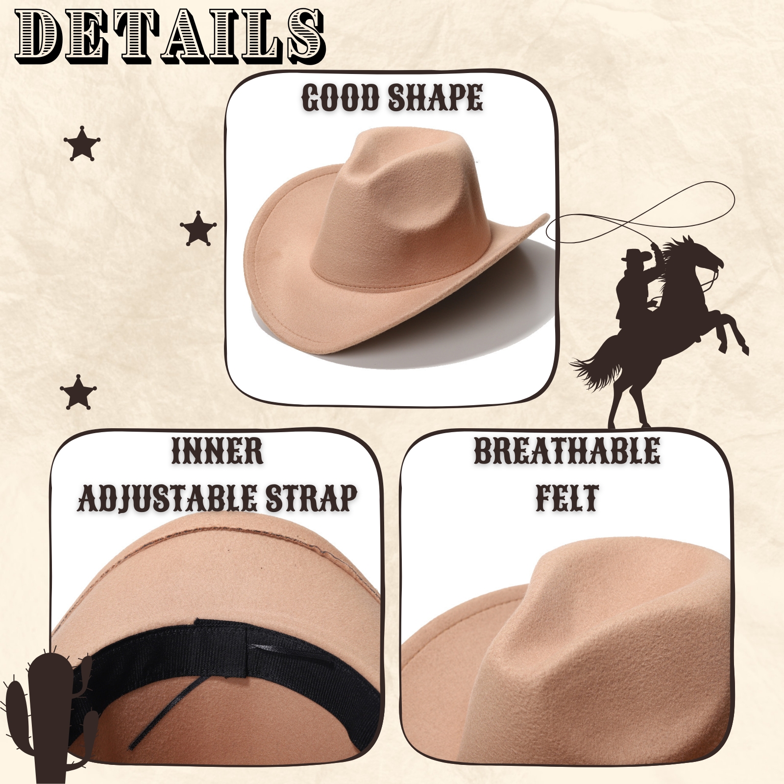 Personalized Boys Cowboy Hats for Kids Ages 2-8, Leather Hatband Camel Toddler Cowboy Hat, Western Cowgirl Hat for Girls