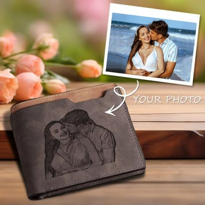 Custom Wallets for Men, Personalized Photo Wallets for Fathers Day, Personalized Gifts Engraved Wallets for Boyfriend Husband Dad Men Him