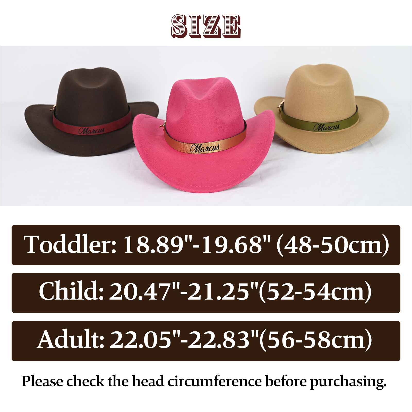 Personalized Toddler Cowboy Hat, Custom Western Hat for Kid Ages 4-8, Leather Hatband Cowgirl Hats for Girls Boys