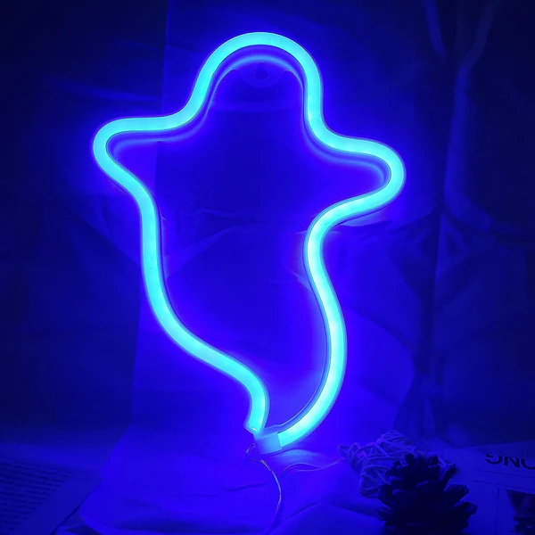 Handmade Spooky Neon Sign, Happy Halloween LED Decoration For Indoor Or Outdoor Use