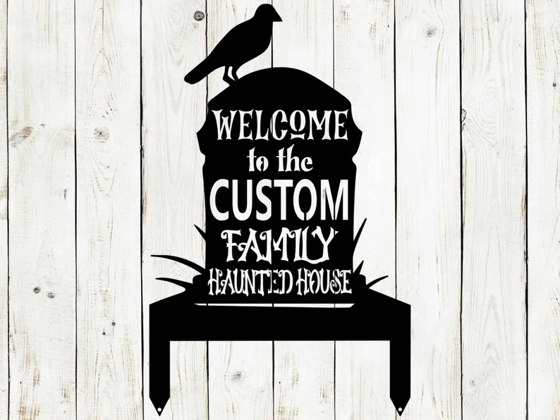 Gravestone Custom Family Name Metal Sign, Halloween, Halloween Sign, Custom Gravestone, Haunted House, Yard Decor, Custom Halloween, Spooky