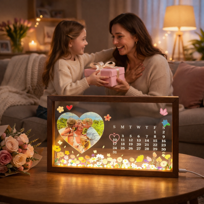 Personalized LED Frame for Mom, The Day You Became Our Mom Custom Photo Light Box, Emotional Mother’s Day Gift, Daughter to Mom Keepsake Night Light