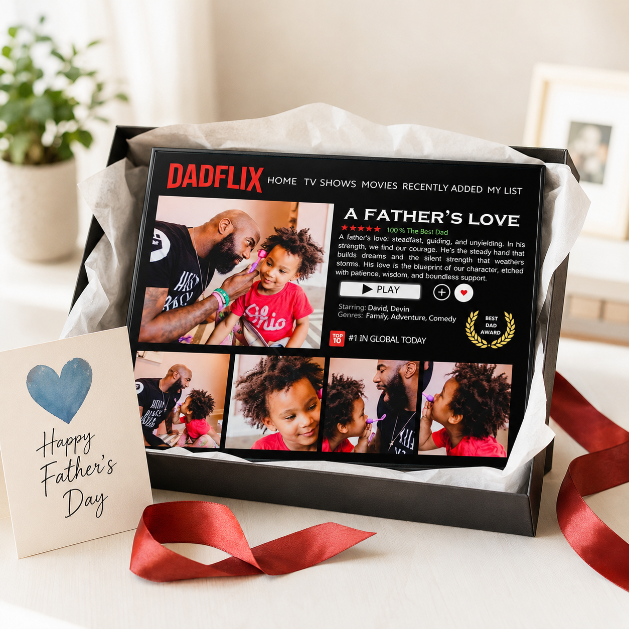 Custom Dad Frame Father's Day Gift,Best Dad Ever, Dadflix