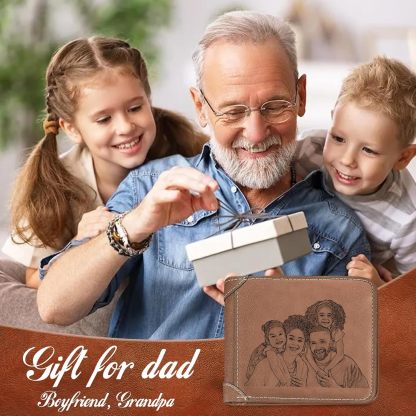 Personalized Photo Wallets for Men, Custom Name Mens Wallets for Him Boyfriend Husband Dad Men, Personalized Gifts Engraved Photo Name Text Wallets for Birthday Anniversary