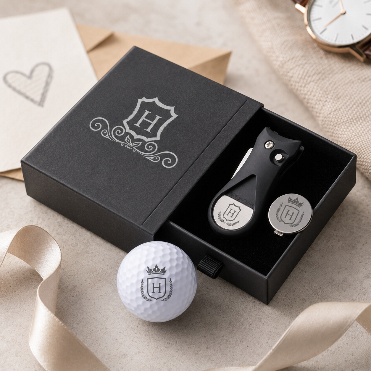 Custom Retractable Golf Divot Tool Set, Personalized Golf Ball Marker, Handmade Golf Accessories for Men Golfers