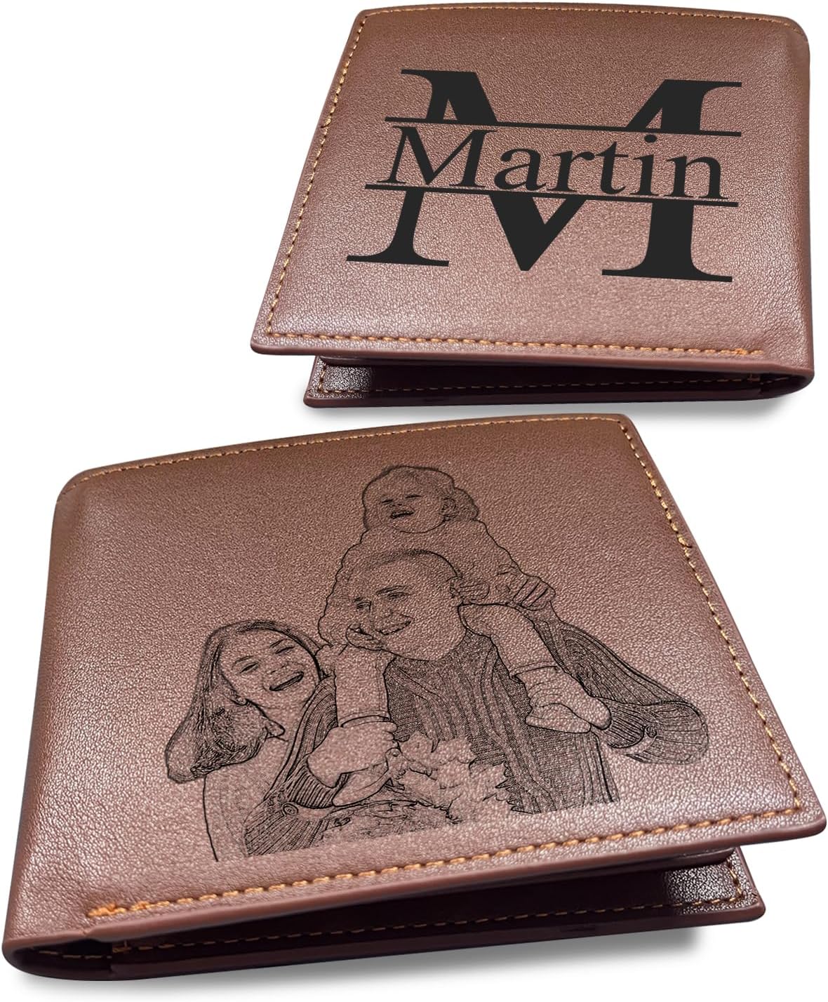 Personalized Photo Wallets for Men, Custom Name Mens Wallets for Him Boyfriend Husband Dad Men, Personalized Gifts Engraved Photo Name Text Wallets for Birthday Anniversary