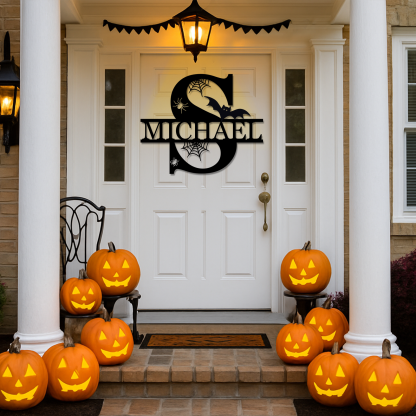 Personalize Halloween Letter Metal Sign Halloween Family Name Sign Spooky Last Name Letter Monogram Custom Metal Fall Autumn Home Decor