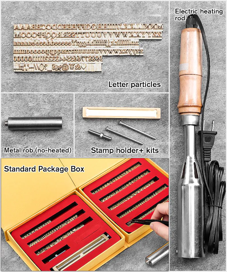 Custom Interchangeable Copper Stamp / Interchangeable Wood Brand Iron Heat Emboss with Letter / Leather stamp sets