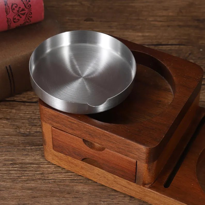 [Copy]Personalized Whiskey & Cigar Tray Glass Holder Ashtray Whiskey, 2 in 1 Wooden Cigar Ashtray With Whiskey Glass Holder, Great Gifts for Men