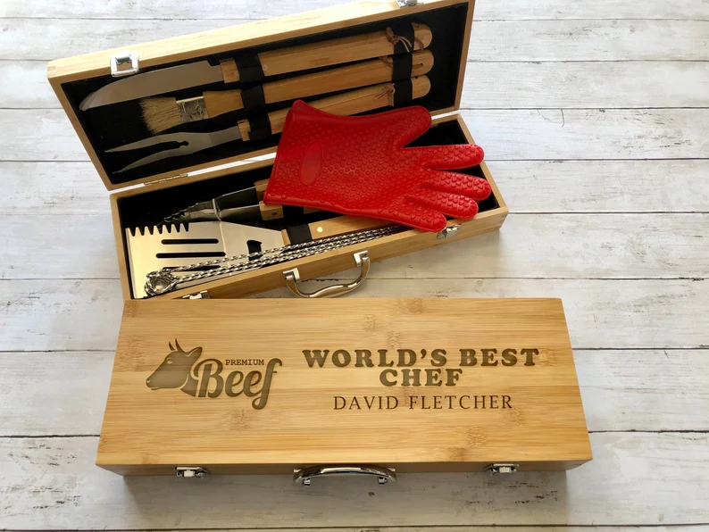 Custom bbq set, grill set, bbq grilling set, bbq set, tool set, grilling tool set, custom tool set, barbecue gift, bbq gift, man gift