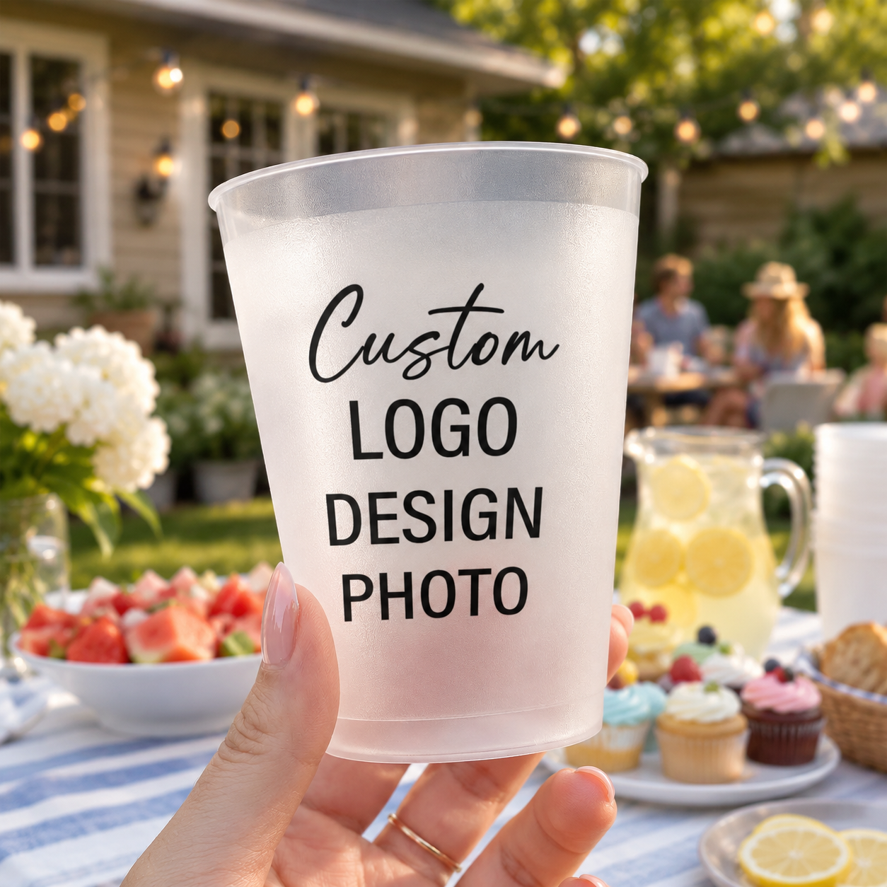 Custom Logo Party Cups, Personalized Plastic Cups for Birthdays, Weddings & Holiday Celebrations