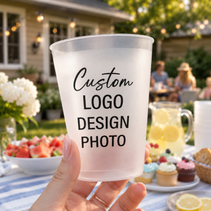 Custom Logo Party Cups, Personalized Plastic Cups for Birthdays, Weddings & Holiday Celebrations