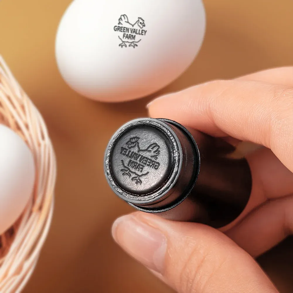 Personalized Chicken Silhouette Pattern Egg Stamp Farm Egg Label with Text and Box Birthday Mother's Day Father's Day Gift for Family Farmer Breeder